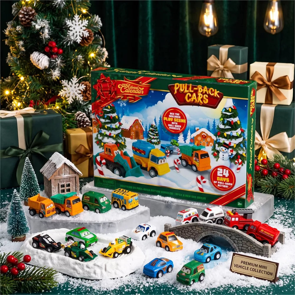 Toy Car Advent Calendar 24-Piece Pull-Back Set