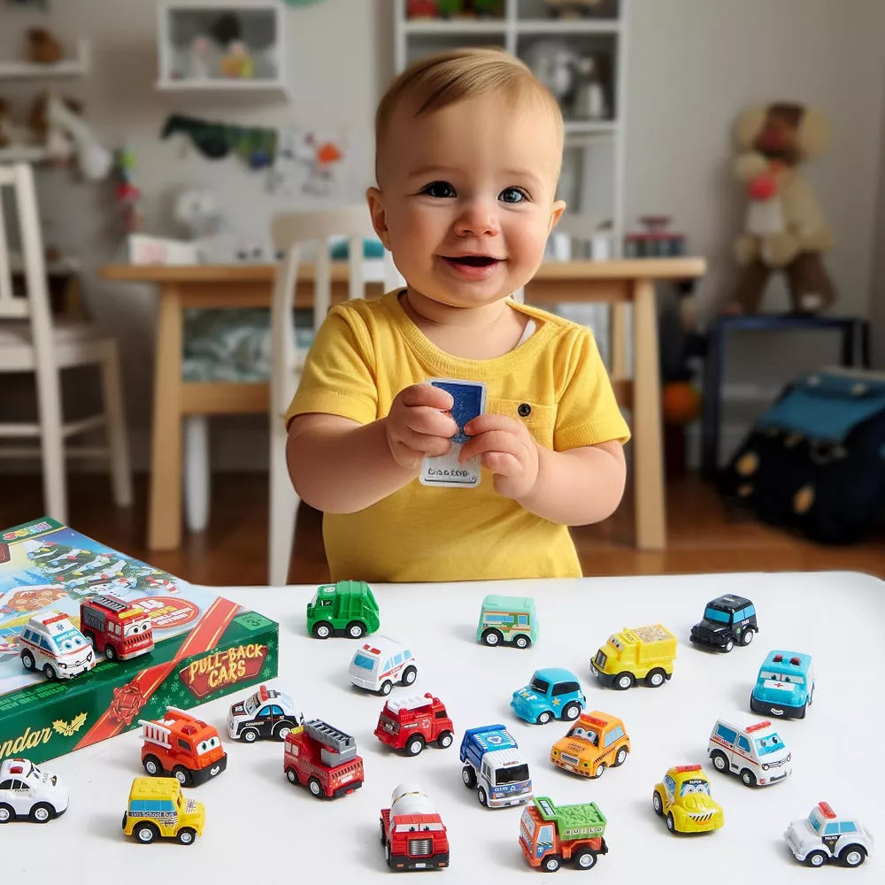 Toy Car Advent Calendar 24-Piece Pull-Back Set
