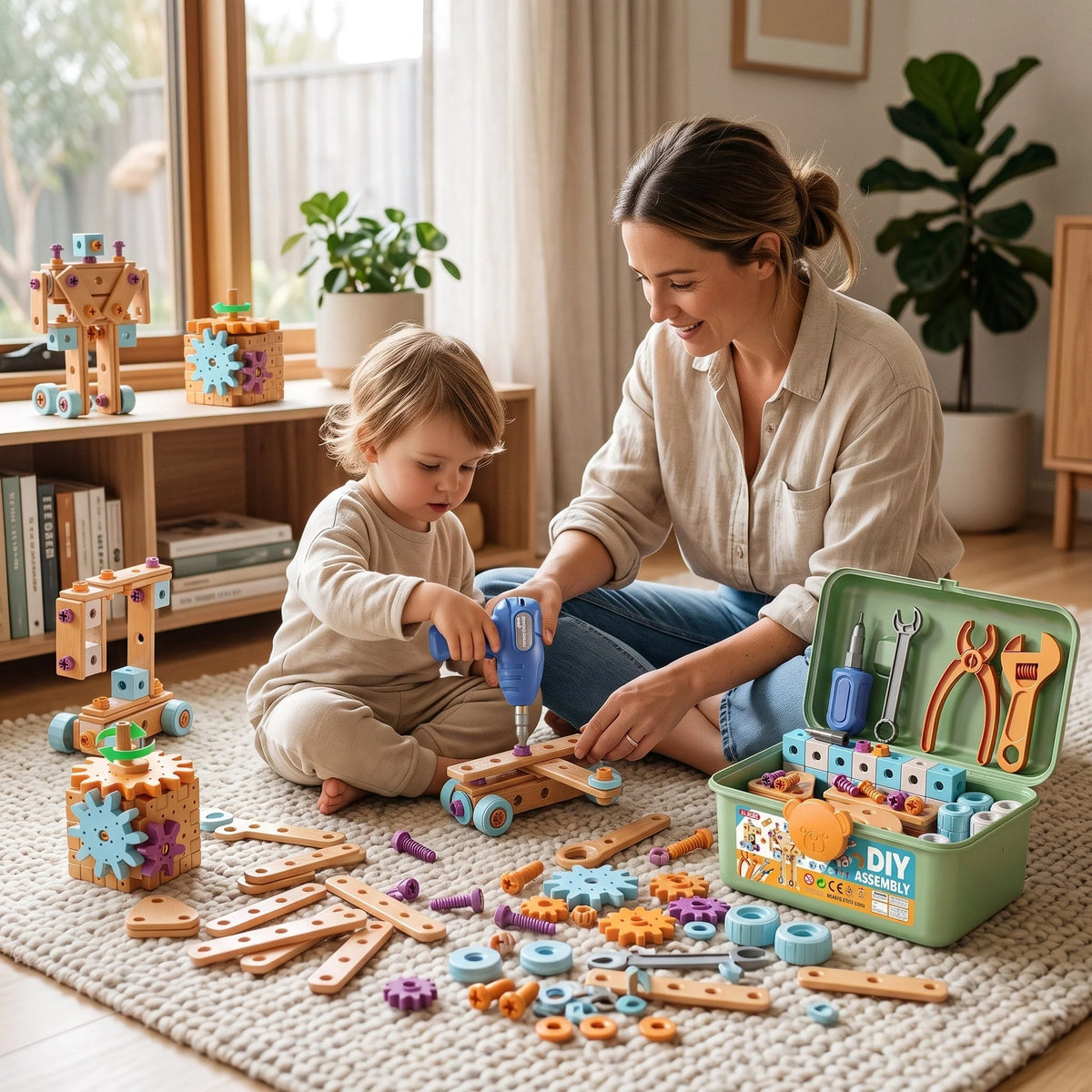Toy Tool Set Electric Drill 126-Piece Portable Case