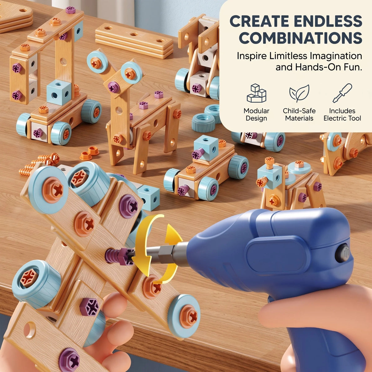 Toy Tool Set Electric Drill 126-Piece Portable Case