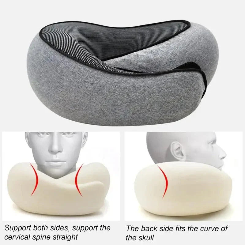 Travel Neck Pillow Memory Foam Removable Washable Cotton Cover