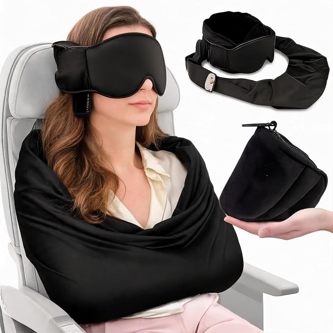 Travel Pillow Set Memory Foam Blackout Eye Mask