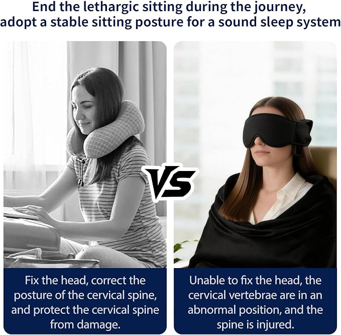 Travel Pillow Set Memory Foam Blackout Eye Mask