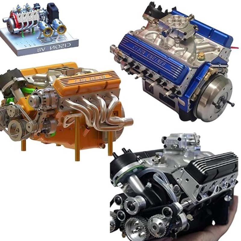 V8 Engine Model Kit Gasoline-Powered CDI Ignition CNC-Machined Metal
