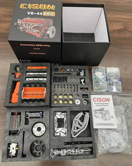 V8 Engine Model Kit Gasoline-Powered CDI Ignition CNC-Machined Metal