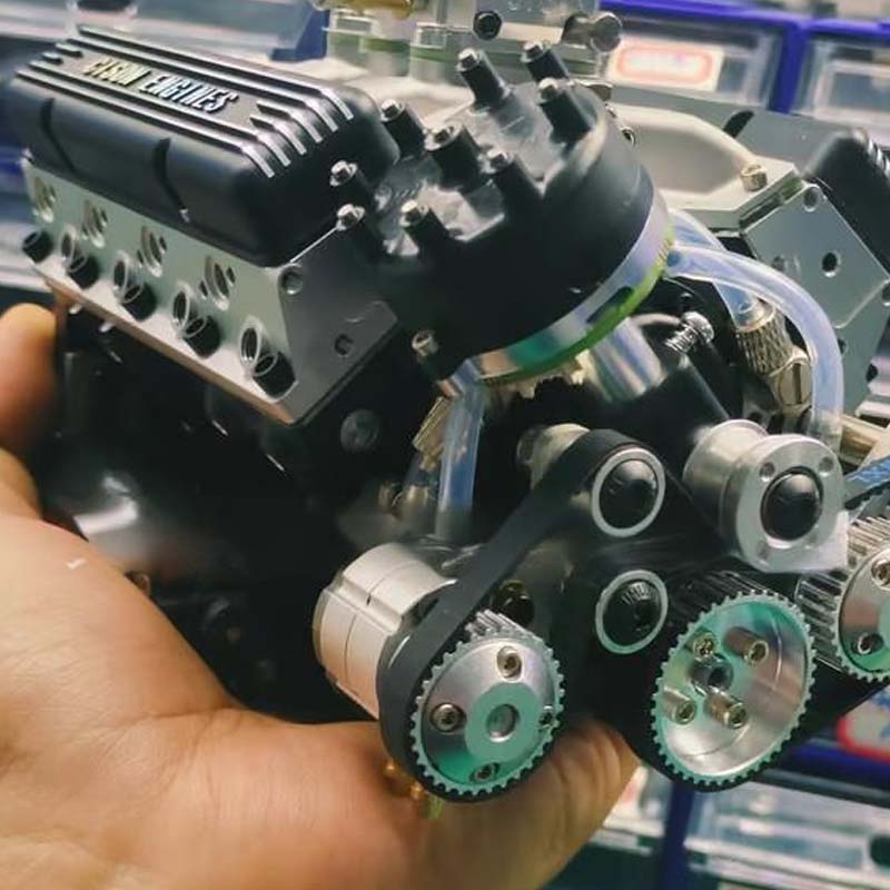V8 Engine Model Kit Gasoline-Powered CDI Ignition CNC-Machined Metal