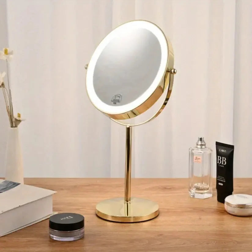 Vanity Mirror Double-Sided 10x Magnification LED USB Rechargeable