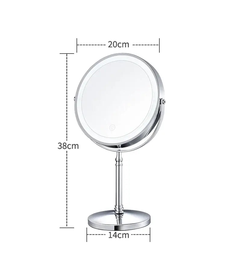 Vanity Mirror Double-Sided 10x Magnification LED USB Rechargeable