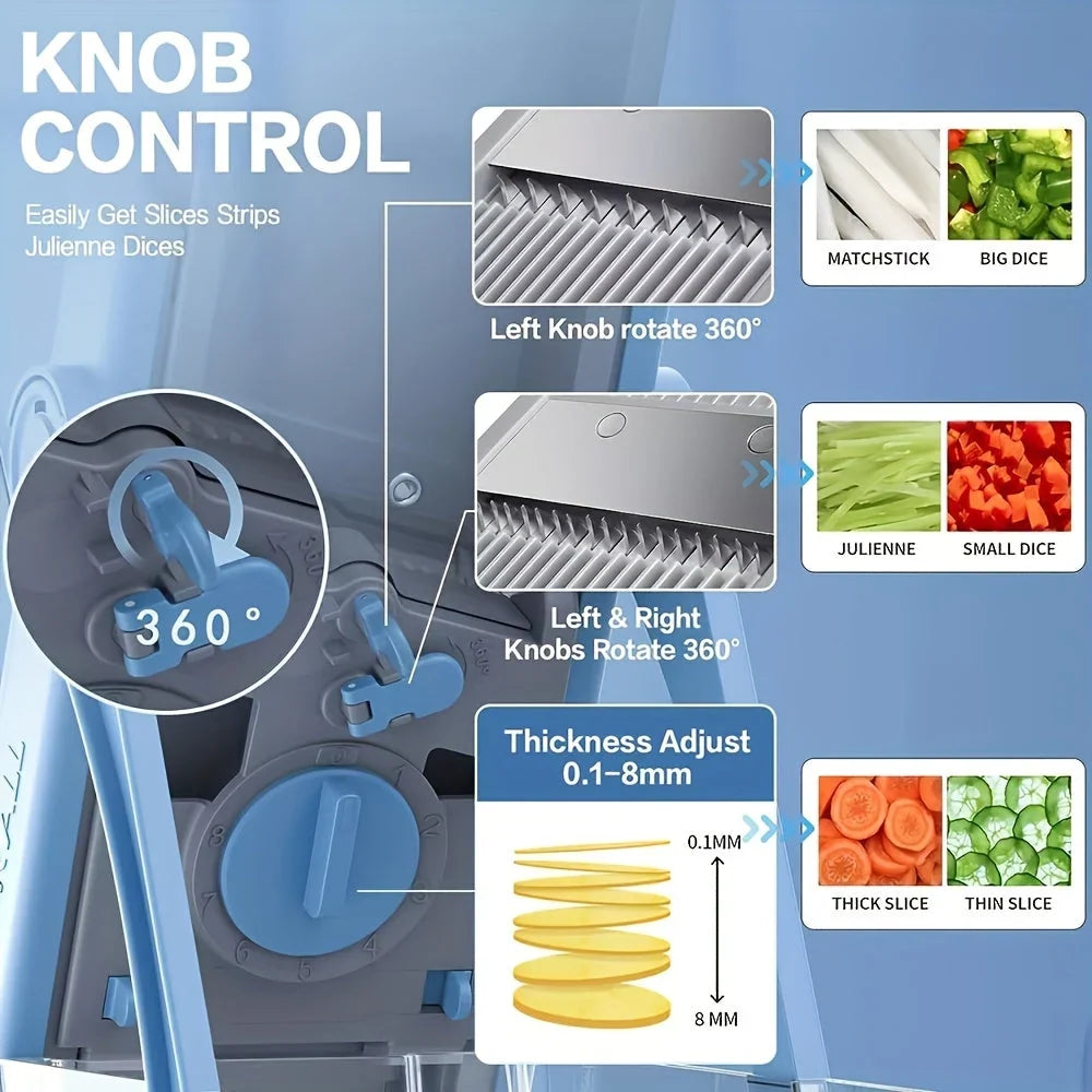 Vegetable Mandoline Slicer Adjustable Stainless Steel Blade Collection Bowl
