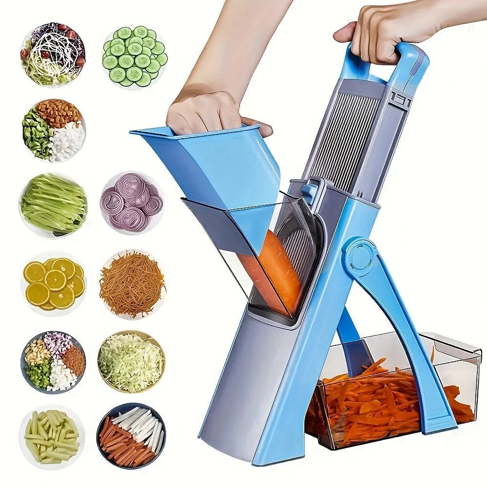 Vegetable Mandoline Slicer Adjustable Stainless Steel Blade Collection Bowl