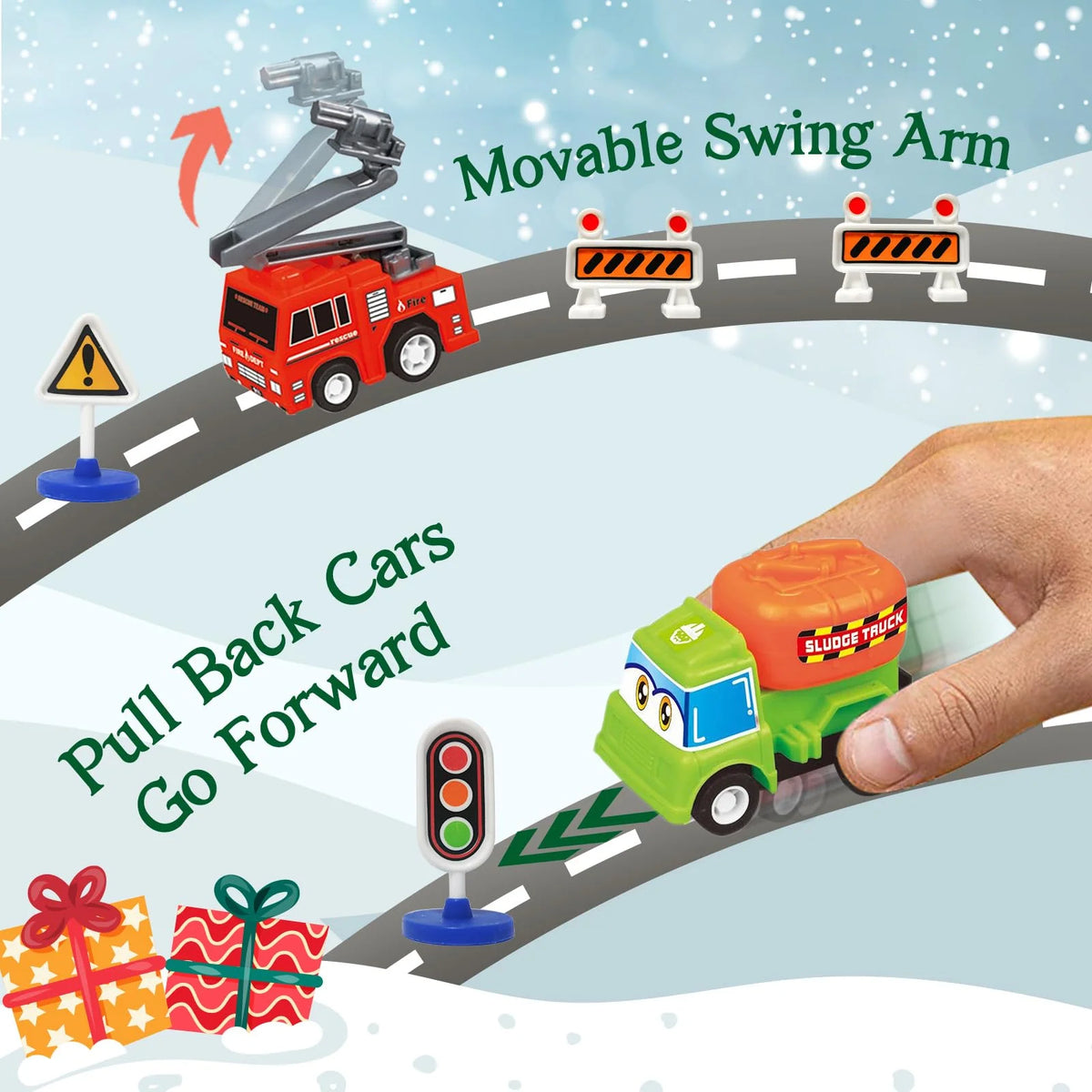 Vehicle Advent Calendar 21 Pull-Back Vehicles & Road Signs