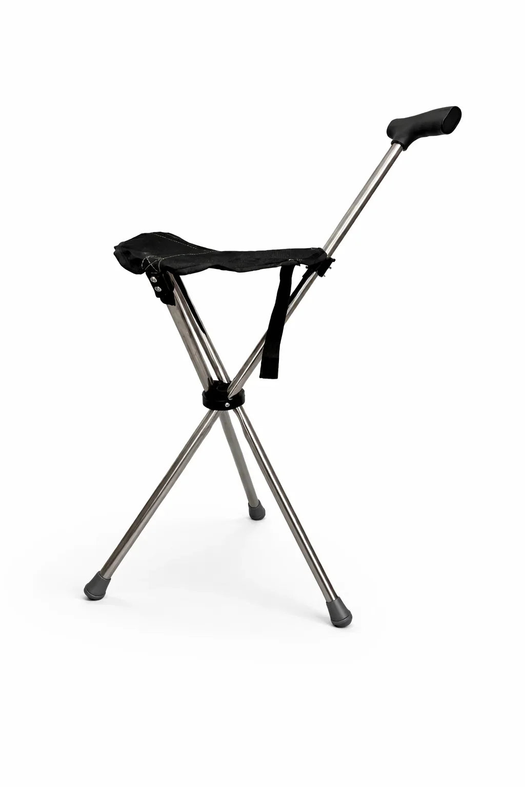 Walking Cane With Seat Foldable Stainless Steel Tripod