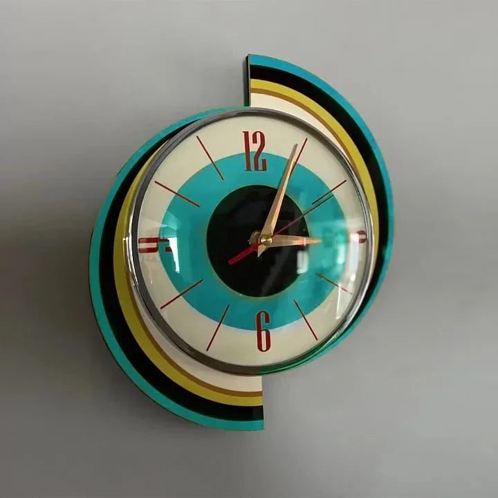 Wall Clock Mid-Century Sunburst Silent Handmade Decor