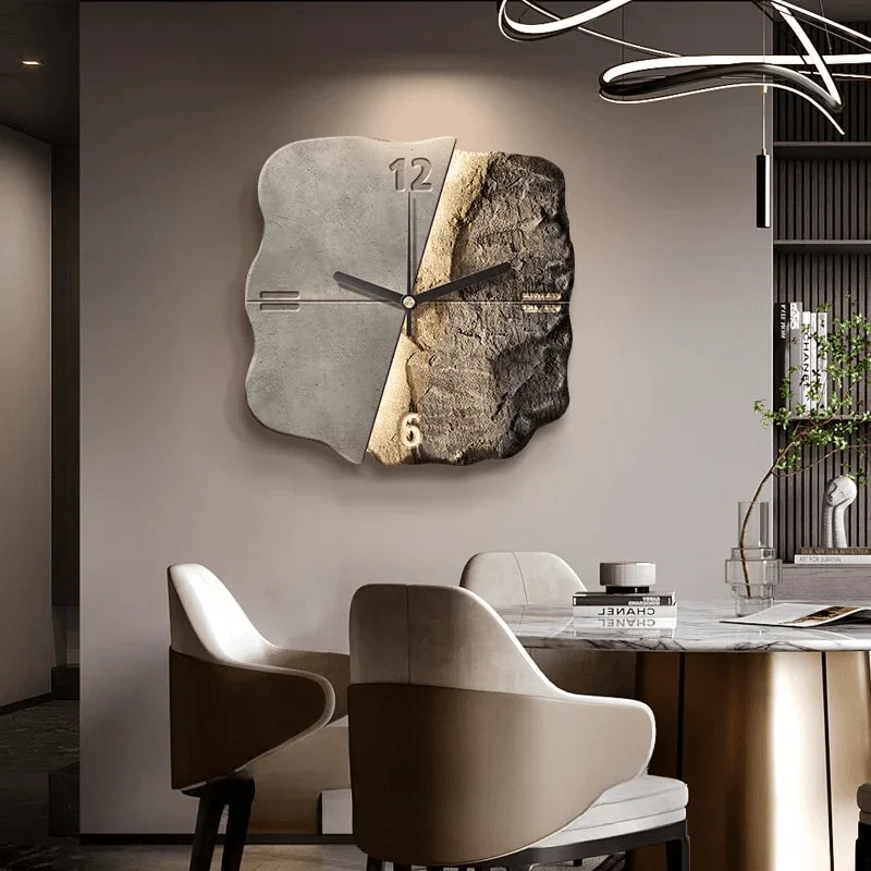 Wall Clock Sandstone-Effect 3D Relief Silent Quartz Movement