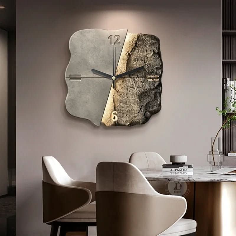 Wall Clock Sandstone-Effect 3D Relief Silent Quartz Movement