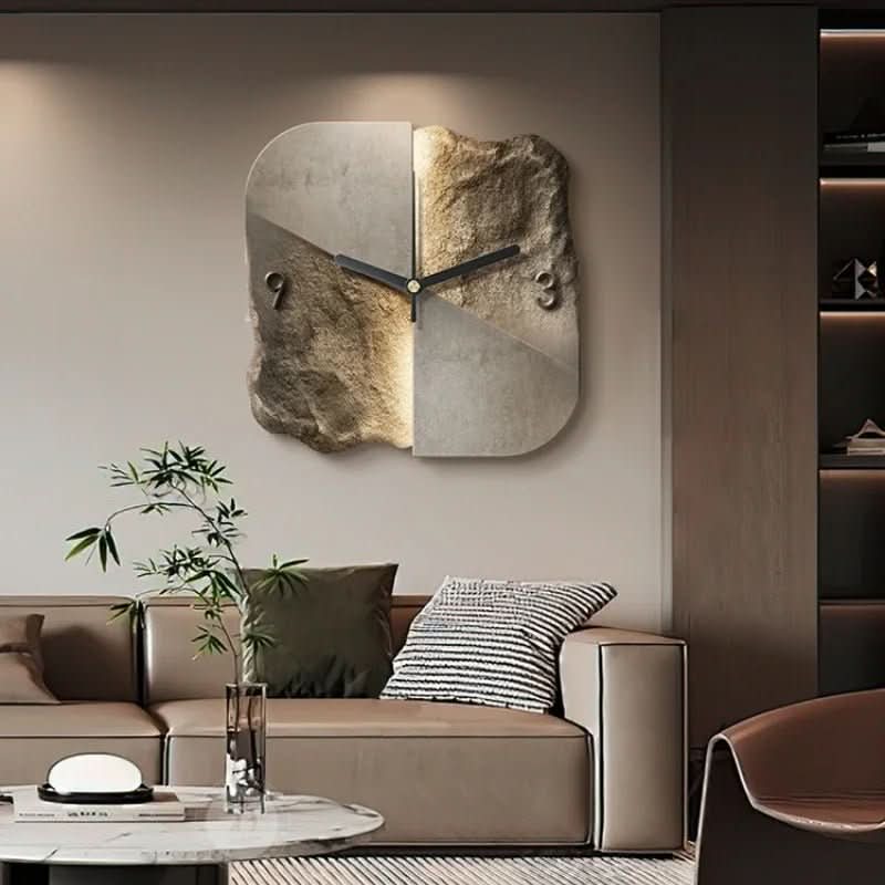 Wall Clock Sandstone-Effect 3D Relief Silent Quartz Movement