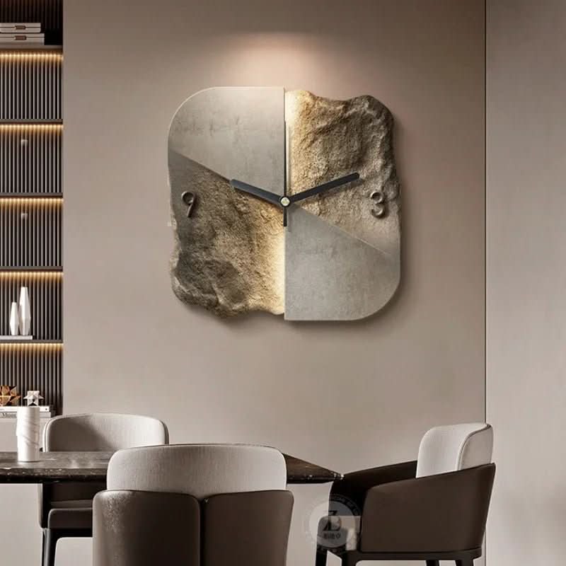 Wall Clock Sandstone-Effect 3D Relief Silent Quartz Movement