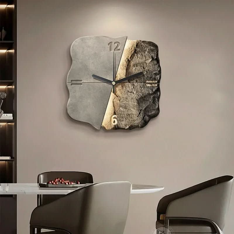 Wall Clock Sandstone-Effect 3D Relief Silent Quartz Movement