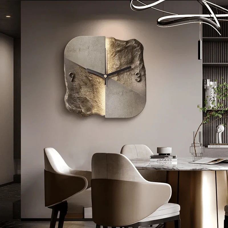 Wall Clock Sandstone-Effect 3D Relief Silent Quartz Movement