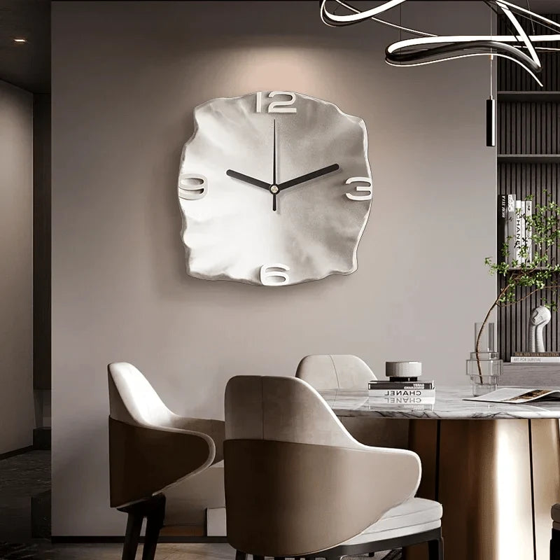 Wall Clock Sandstone-Effect 3D Relief Silent Quartz Movement
