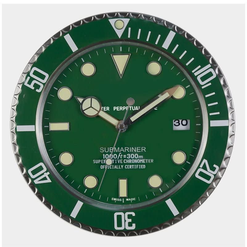 Wall Clock Silent Quartz Movement Luminous Hands Stainless Steel Frame