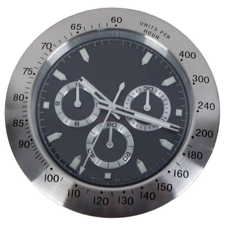 Wall Clock Silent Quartz Movement Luminous Hands Stainless Steel Frame