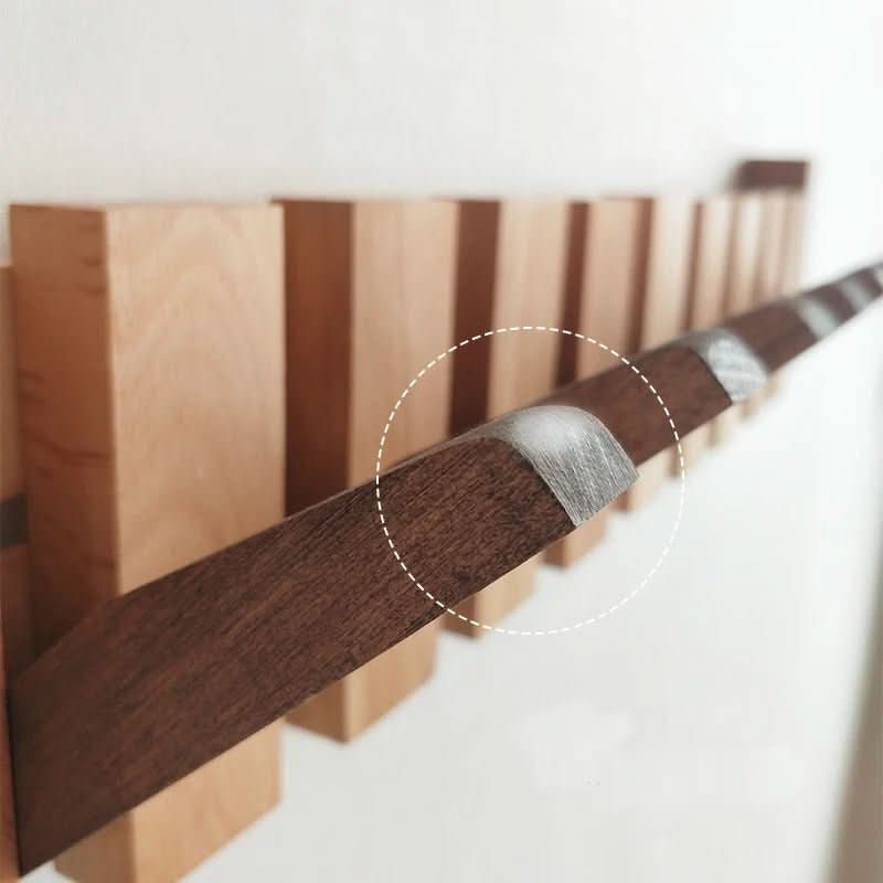 Wall Hook Rack Foldable Natural Wood 5–8 Hooks
