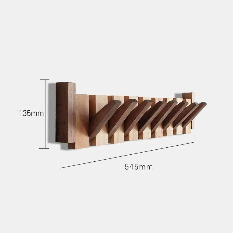 Wall Hook Rack Foldable Natural Wood 5–8 Hooks