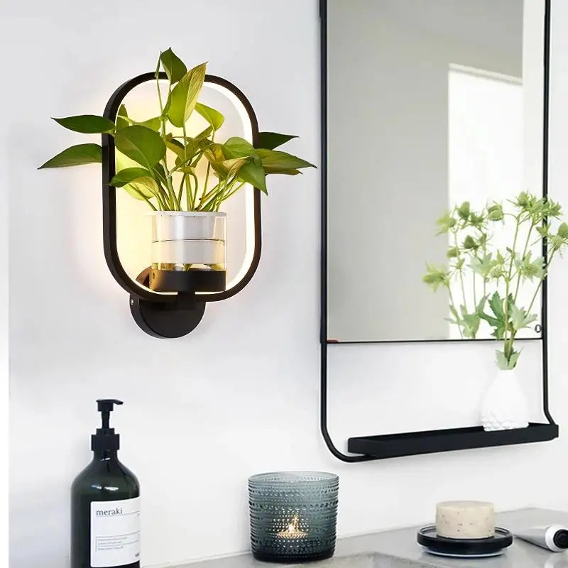 Wall Light Integrated Planter Compact Design
