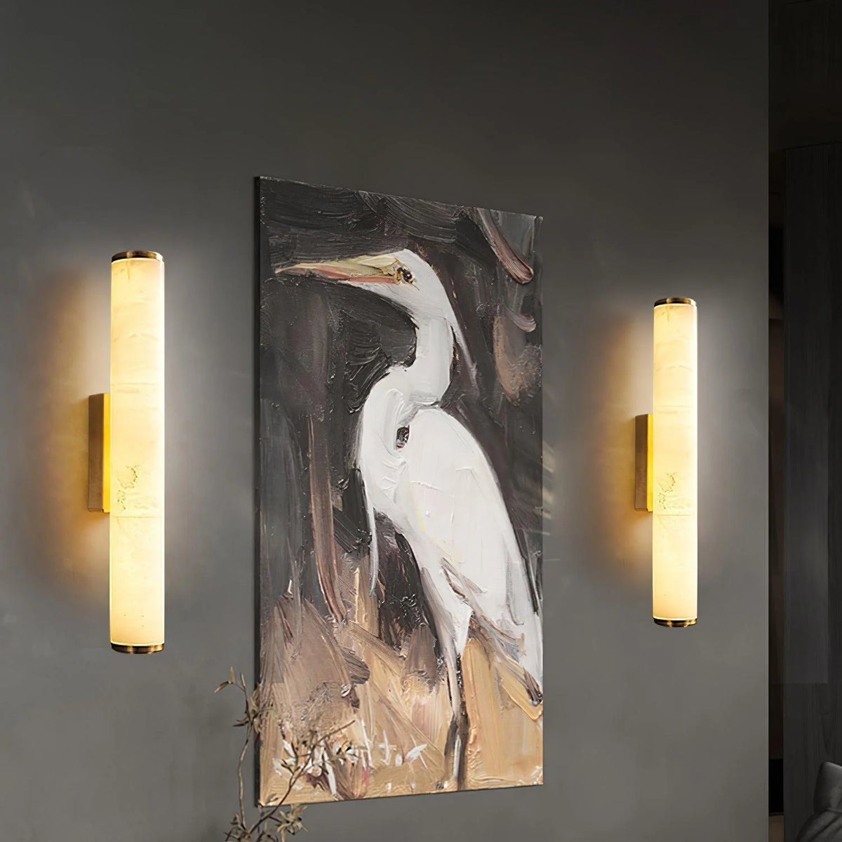 Wall Light Marble-Look Copper Accents Warm-White LED