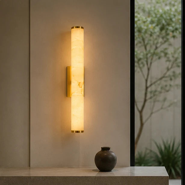 Wall Light Marble-Look Copper Accents Warm-White LED