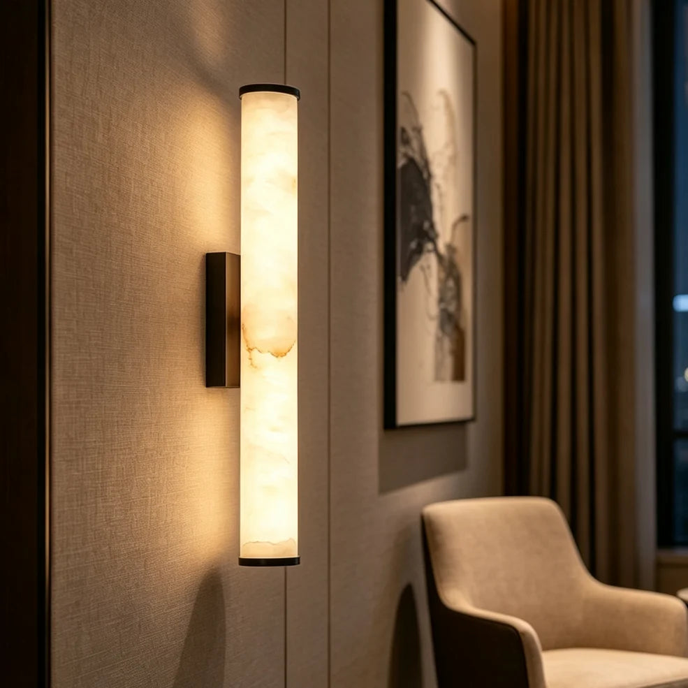 Wall Light Marble-Look Copper Accents Warm-White LED