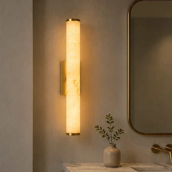 Wall Light Marble-Look Copper Accents Warm-White LED