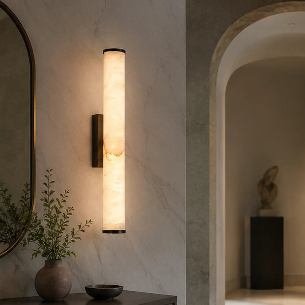 Wall Light Marble-Look Copper Accents Warm-White LED