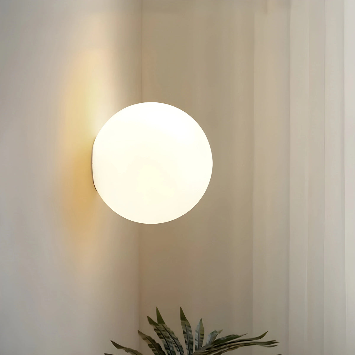 Wall Light Round Frosted Glass Globe Soft Ambient Lighting