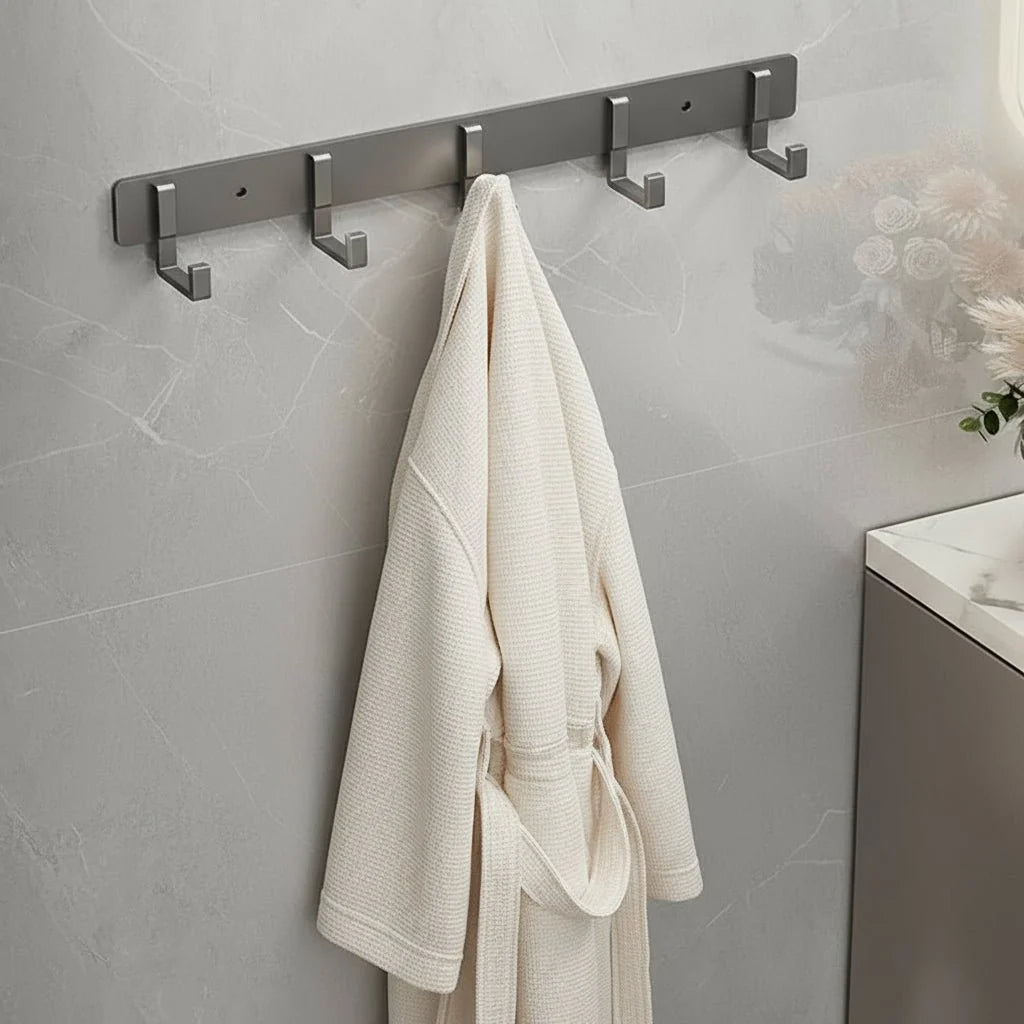 Wall-Mounted Coat Rack Metal Space-Saving Multiple Hooks