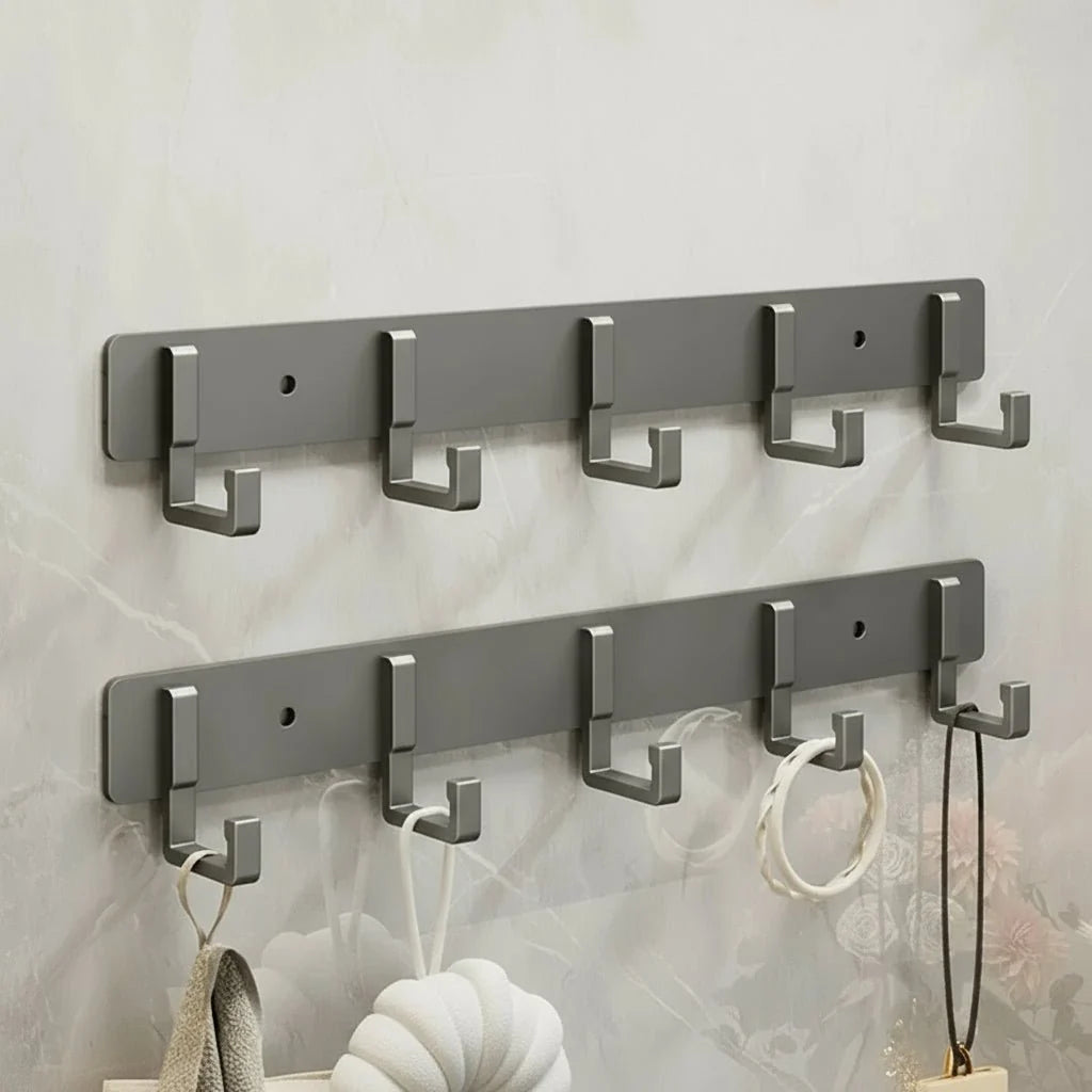 Wall-Mounted Coat Rack Metal Space-Saving Multiple Hooks