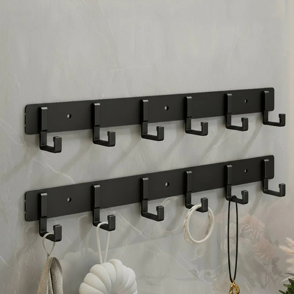 Wall-Mounted Coat Rack Metal Space-Saving Multiple Hooks