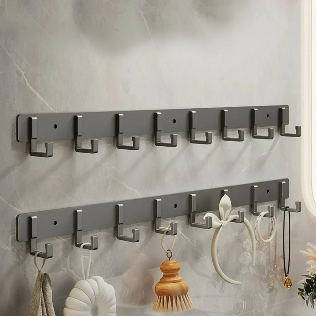 Wall-Mounted Coat Rack Metal Space-Saving Multiple Hooks