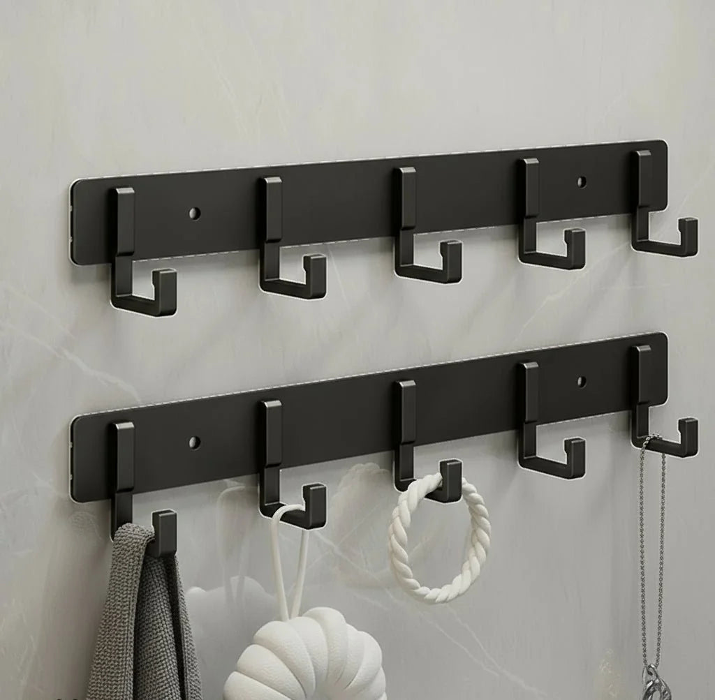 Wall-Mounted Coat Rack Metal Space-Saving Multiple Hooks