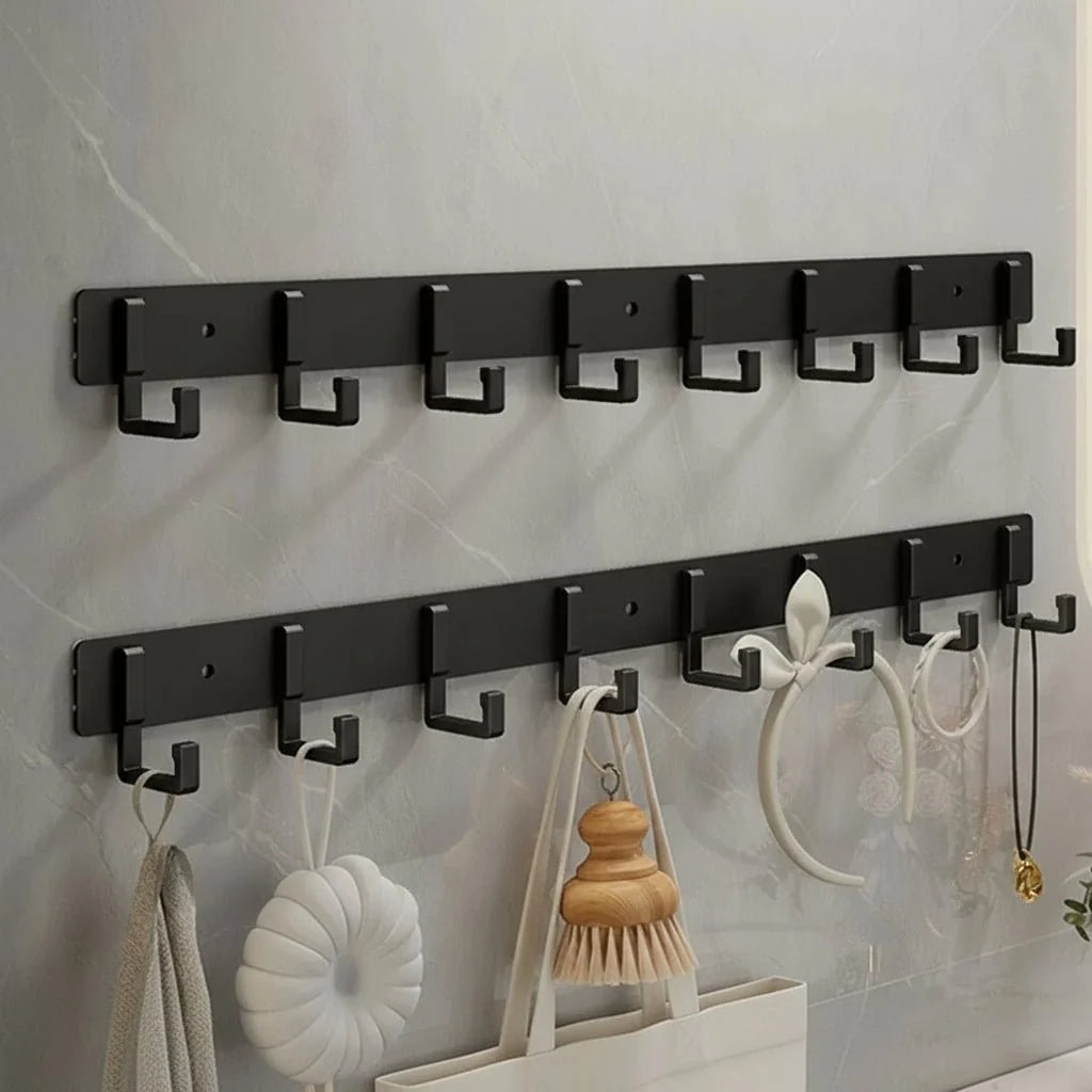 Wall-Mounted Coat Rack Metal Space-Saving Multiple Hooks