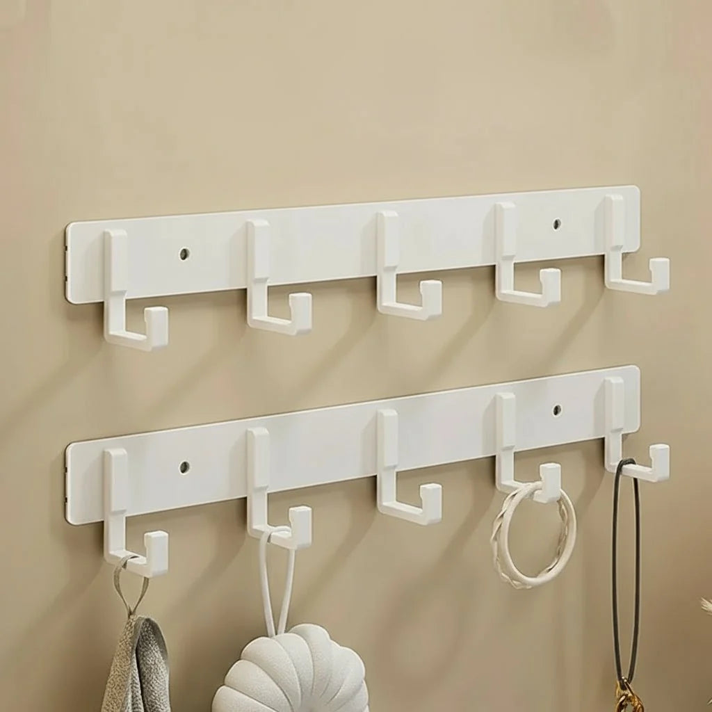 Wall-Mounted Coat Rack Metal Space-Saving Multiple Hooks