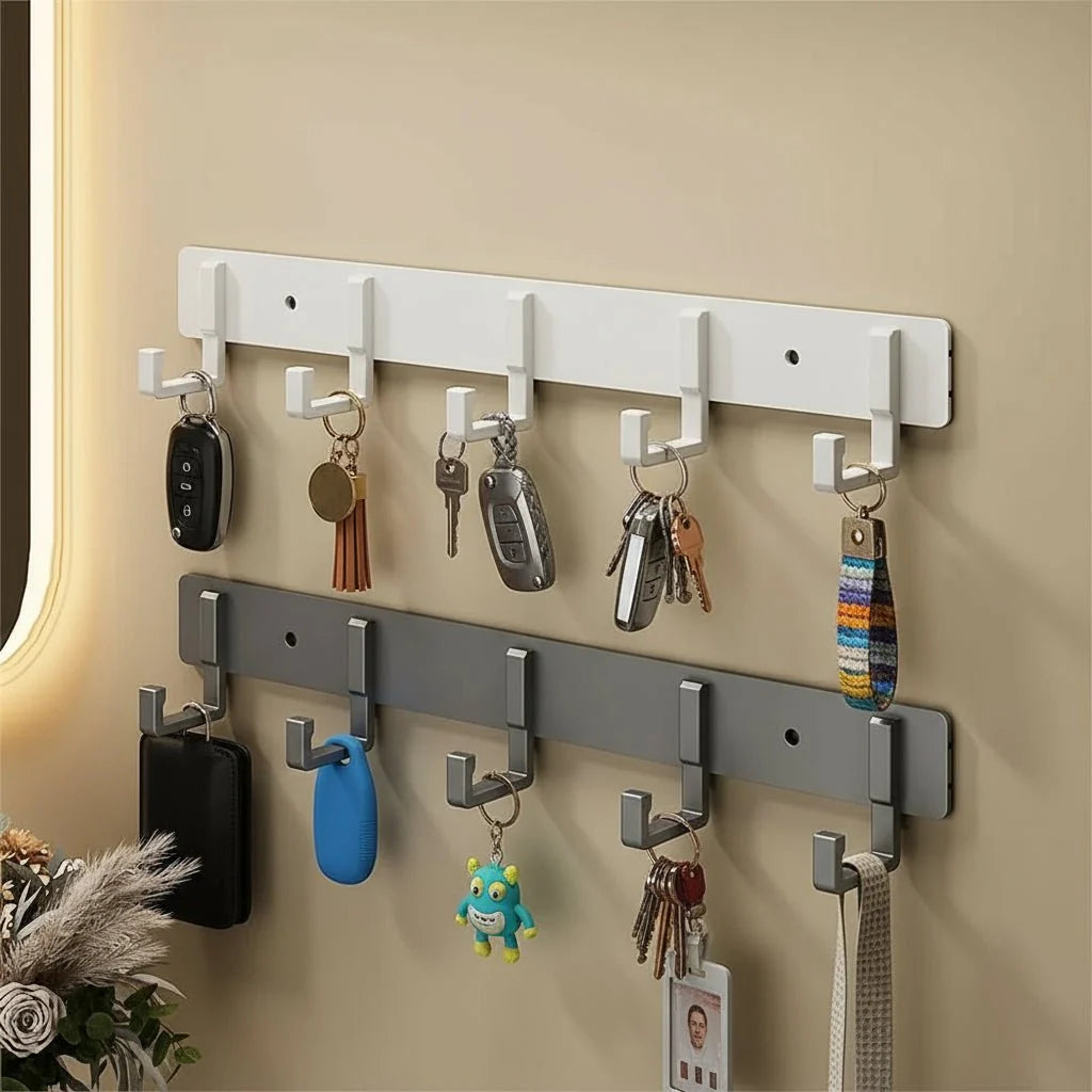 Wall-Mounted Coat Rack Metal Space-Saving Multiple Hooks
