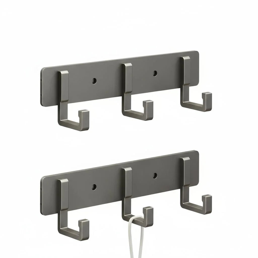 Wall-Mounted Coat Rack Metal Space-Saving Multiple Hooks