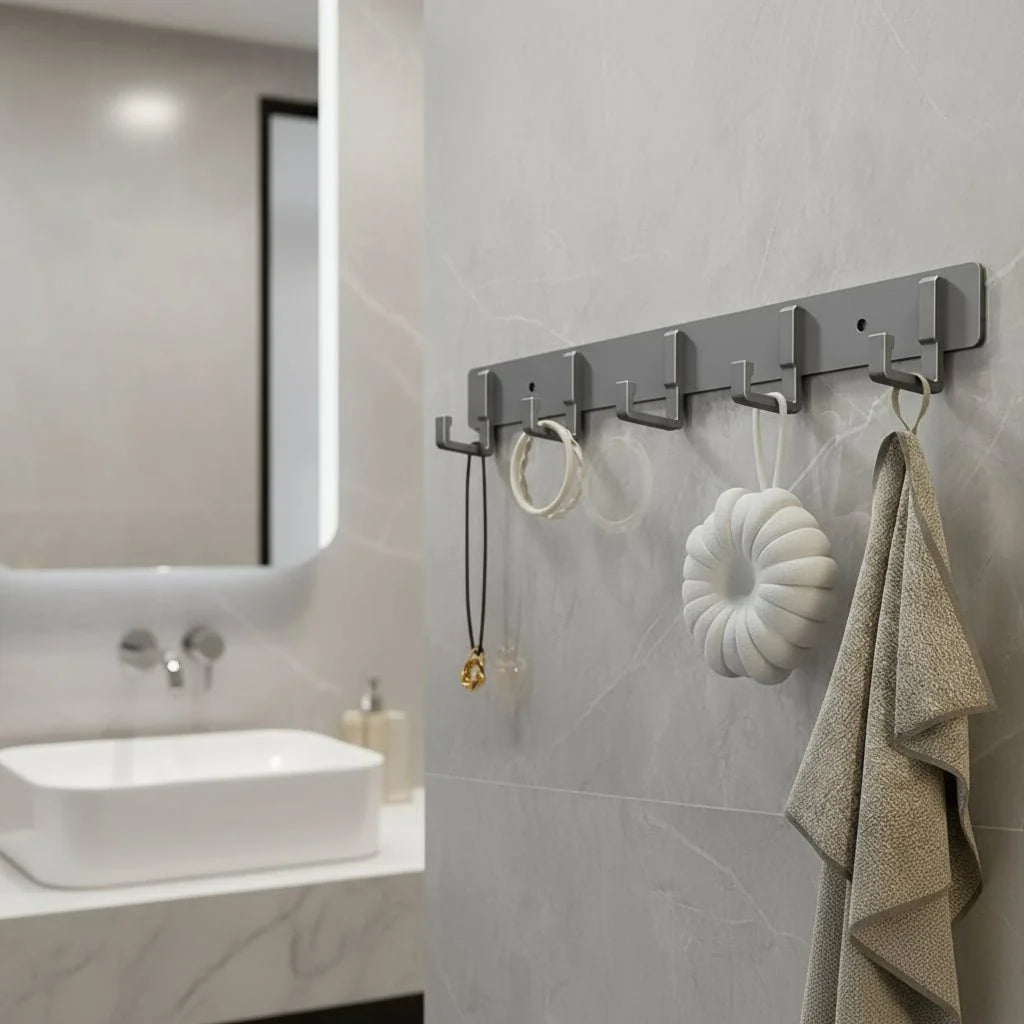 Wall-Mounted Coat Rack Metal Space-Saving Multiple Hooks