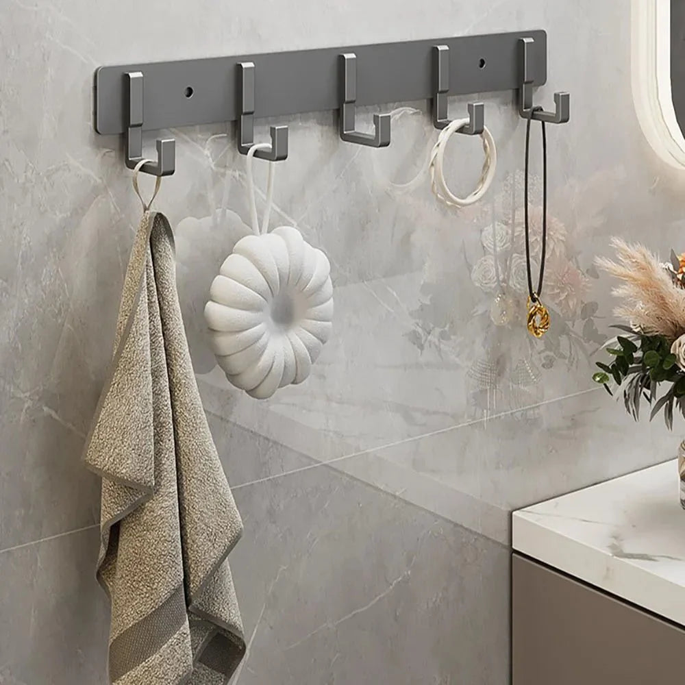 Wall-Mounted Coat Rack Metal Space-Saving Multiple Hooks