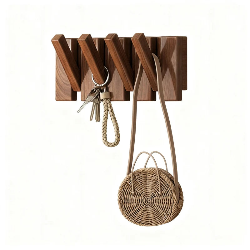 Wall-Mounted Coat Rack Rubberwood Piano-Key Design 4–12 Hooks