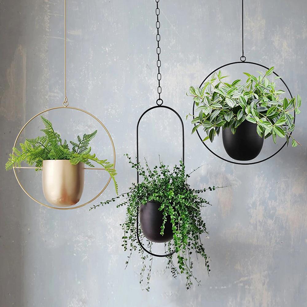 Wall-Mounted Plant Holder Iron Adjustable Chain