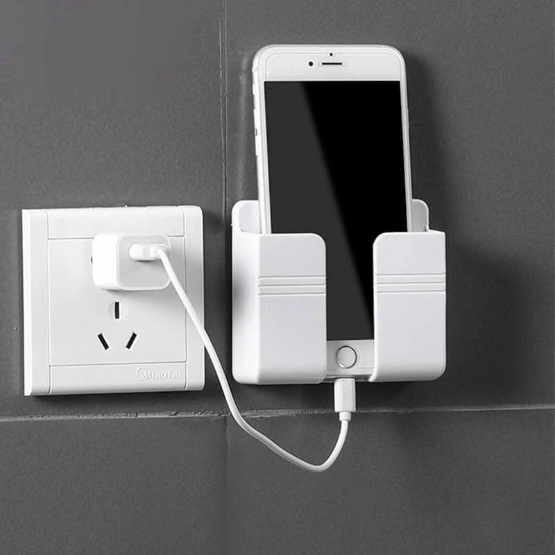 Wall Phone Holder Drill-Free Adhesive Mount With Charging Access