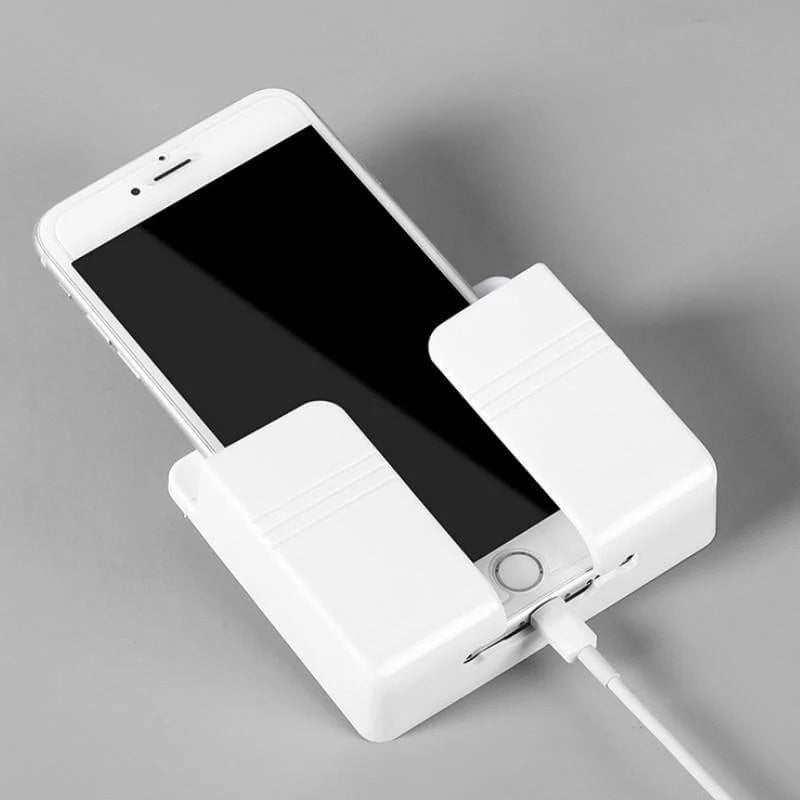 Wall Phone Holder Drill-Free Adhesive Mount With Charging Access